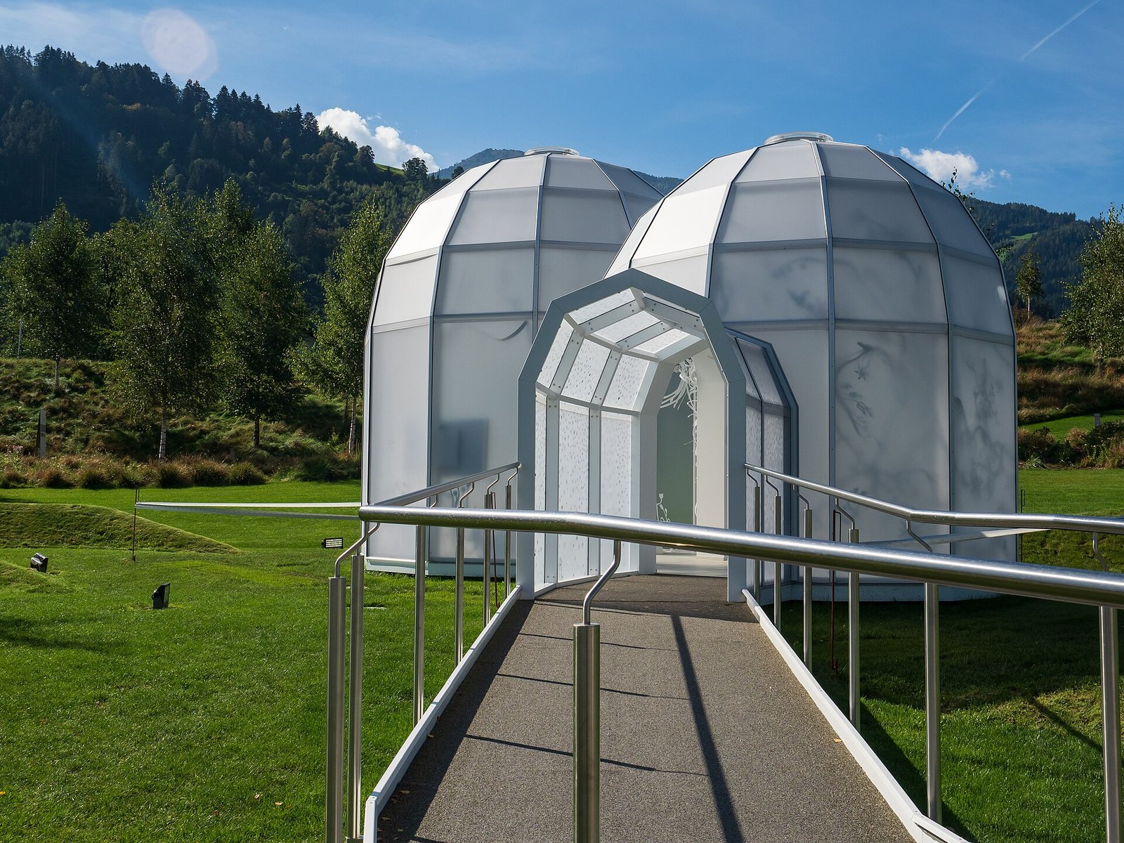 Swarovski Kristallwelten — A faceted white pavilion beside a walkway on the museum grounds