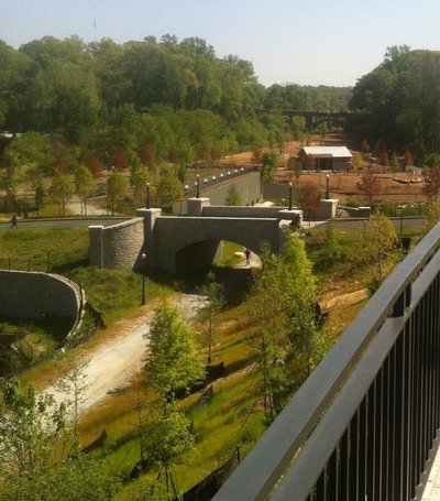 Piedmont Park — Clear Creek with the park's dog park visible beyond