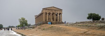 Temple of Concordia — The temple across the archaeological grounds under an overcast sky