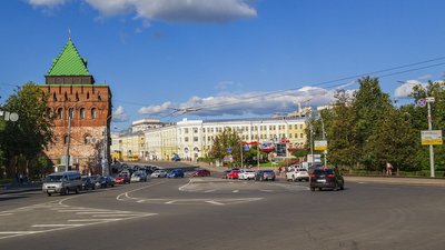 The Kremlin — Dmitrievskaya Tower and Kremlin wall seen from the nearby street